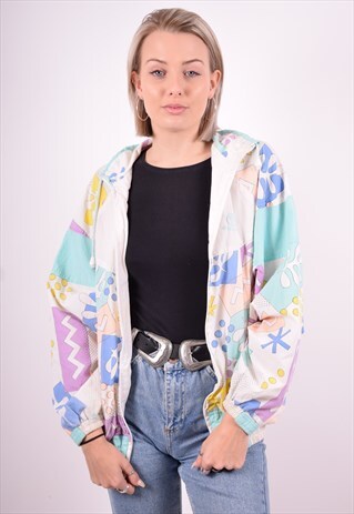 WOMENS VINTAGE TRACKSUIT TOP JACKET LARGE MULTI 90'S