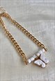 GOLD & WHITE COLOURED BUTTERFLY ANKLE BRACELET