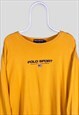 VINTAGE POLO SPORT YELLOW T-SHIRT SPELL OUT EMBROIDERED XL
