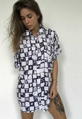 PATTERNED OVERSIZED RETRO VINTAGE UNISEX FESTIVAL SHIRT