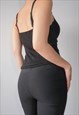 VINTAGE Y2K COQUETTE BALLETCORE BLACK OVERLAY CAMI TOP