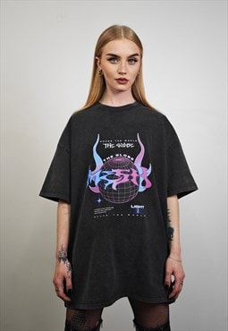 Cyberpunk t-shirt psychedelic tee grunge top in vintage grey