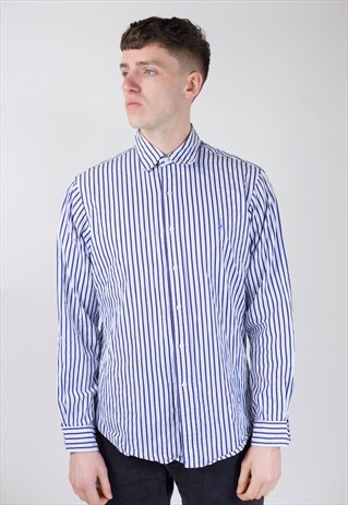 VINTAGE POLO RALPH LAUREN BLUE STRIPED WHITE SHIRT