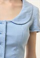 VINTAGE MOSCHINO CHECKED BLUE BLOUSE 4479