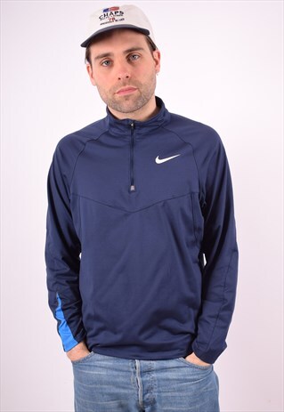 NIKE MENS VINTAGE TRACKSUIT TOP MEDIUM BLUE 90S