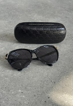 Celine Sunglasses Vintage 90s Shield Black Oversized Gold