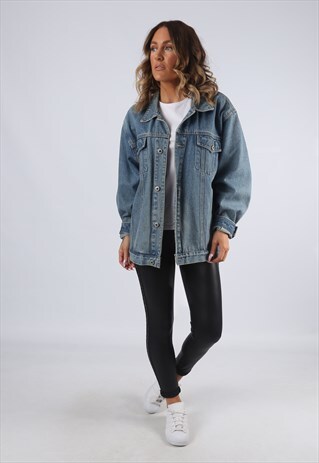 DENIM JACKET OVERSIZED FITTED VINTAGE UK 18 (G95A)