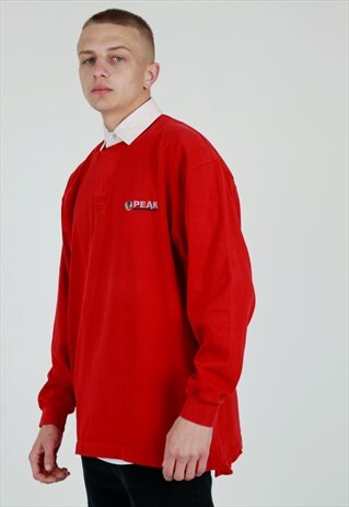 90S PEAK PERFORMANCE RED RUGBY SHIRT