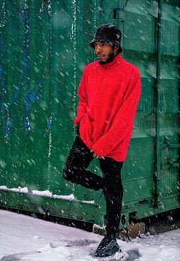 1/4 Fleece Zip Simple - Red