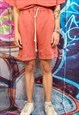 WASHED OUT SPORTS SET BLEACHED SHORTS Y2K SLOGAN TEE RED