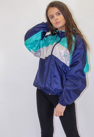 VINTAGE OVERSIZE PUMA SHELL JACKET IN BLUE