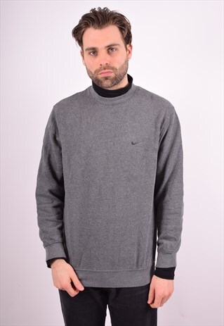 NIKE MENS VINTAGE SWEATSHIRT JUMPER LARGE GREY 90'S