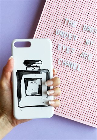 BLACK AND WHITE PERFUME BOTTLE PERSONALISED PHONE CASE