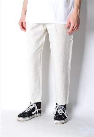 VINTAGE 80S BEIGE LINEN BLEND PANTS