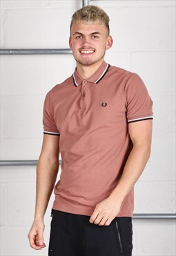 Vintage Fred Perry Polo Shirt in Pink Short Sleeve Medium
