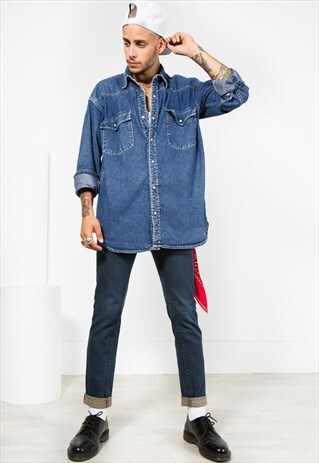 VINTAGE 80S ORIGINAL LEVI'S DENIM SHIRT / 0094 / 401