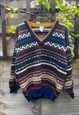 Vintage 1990s multicoloured abstract knit jumper small 