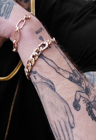 12MM STAINLESS STEEL CURB LINK BRACELET - GOLD