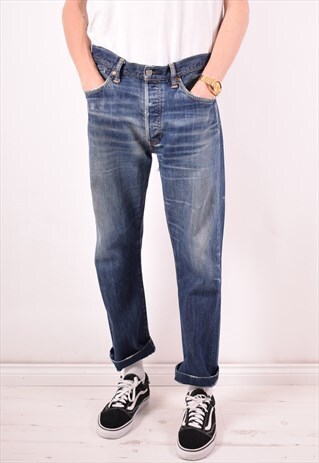 LEVI'S 501 MENS VINTAGE JEANS W33 L28 BLUE 90S