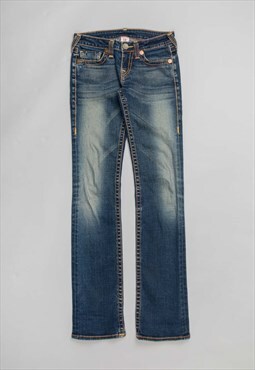 Y2k True Religion faded blue straight fit low waist jeans