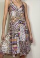 Vintage Y2K Silk Slip Midi Dress Summer Graphic