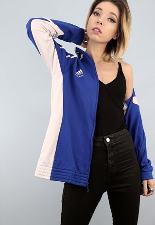 VINTAGE 90S OVERSIZED ADIDAS TRACK TOP BLUE
