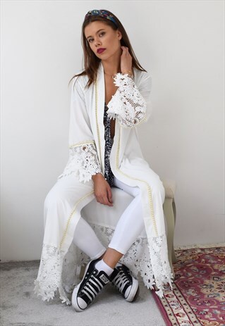 MAXI LACE & PEARL KIMONO