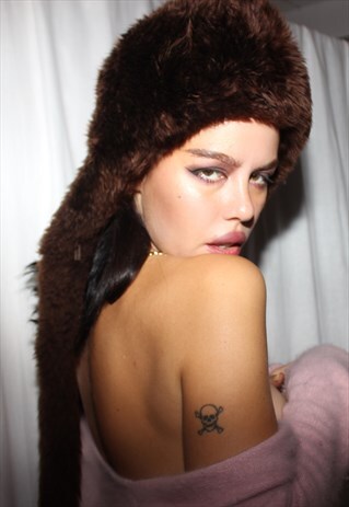 VINTAGE 1960S BROWN REAL SHEEPSKIN SHEARLING FUR HAT