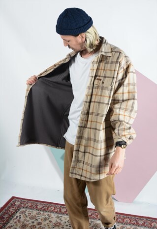 VINTAGE CARHARTT WORKWEAR HEAVY SHIRT IN CREAM CHECK