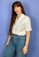 VINTAGE 90'S WHITE EMBROIDERED LACE COLLAR SHIRT - S/M