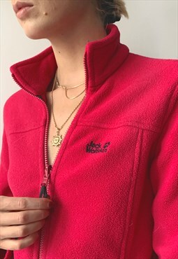 Vintage 90's Winter Pink Sport Warm Full Zip Fleece Jumper