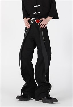 Zipper Streamer Pants in Black