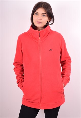 ADIDAS WOMENS VINTAGE FLEECE JACKET XL RED 90S