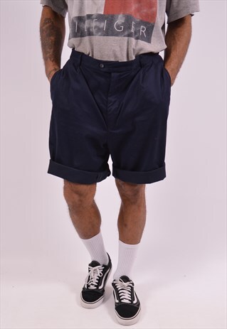 LACOSTE MENS VINTAGE SHORTS W38 NAVY BLUE 90S