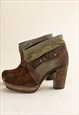 VINTAGE Y2K DIESEL CONTRAST LEATHER&FABRICS HEELED BOOTS