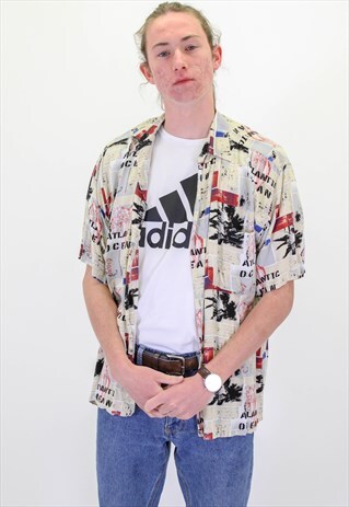 VINTAGE CRAZY ABSTRACT FESTIVAL PATTERN FESTIVAL SHIRT XL