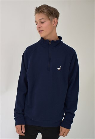 G&G UNISEX NAVY 1/4 ZIP GOOSE SWEAT