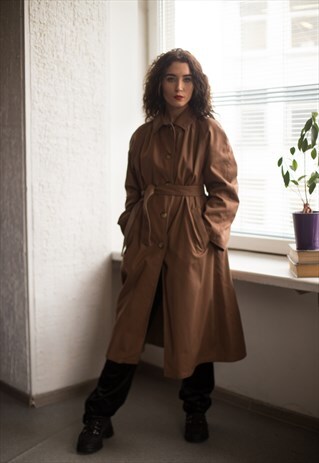 VINTAGE 70'S BROWN BELTED COAT