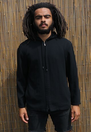 VINTAGE LIGHTWEIGHT BLACK ZIP HOODIE