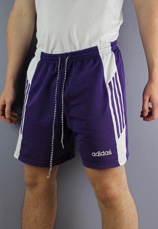 VINTAGE ADIDAS SHORTS IN PURPLE WITH EMBROIDERED LOGO AND DR