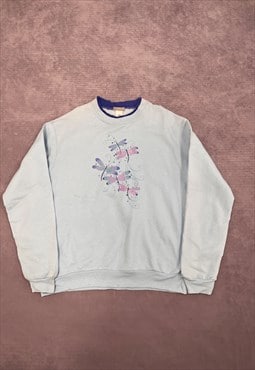 Vintage Sweatshirt Cottagecore Butterflies Patterned Jumper