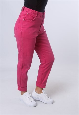 HIGH WAISTED STRETCH DENIM JEANS TAPERED LEG UK 14 (BJAW)