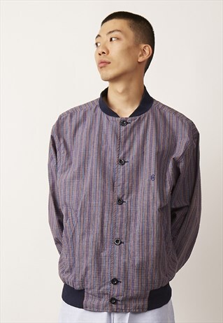 VINTAGE 90'S CHECK SEERSUCKER BOMBER JACKET