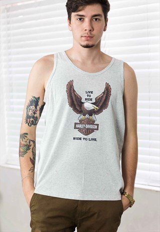 VINTAGE HARLEY-DAVIDSON SLEEVELESS T-SHIRT LOGO 90S X 5.4