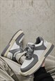 SQUARE TOE SNEAKERS CHUNKY SOLE SKATER SHOES IN GREY