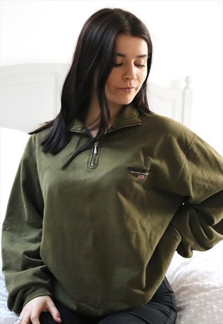OLIVE POLO SPORT RALPH LAUREN QUARTER ZIP SWEAT