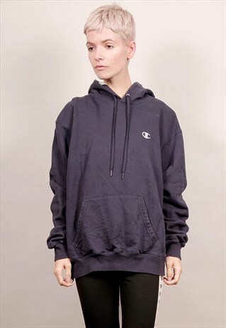 90'S VINTAGE CHAMPION NAVY BLUE HOODIE