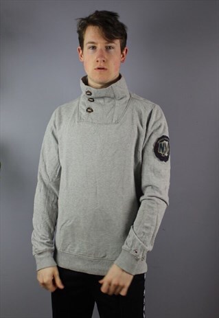 VINTAGE TOMMY HILFIGER SWEATSHIRT IN GREY WITH EMBROIDERY