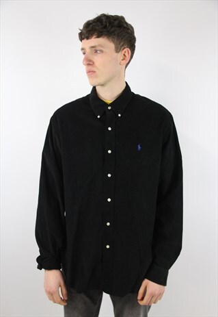 VINTAGE POLO RALPH LAUREN CORD BLACK SHIRT