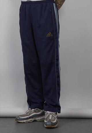 VINTAGE 90S ADIDAS STRIPE BLUE MESH JOGGERS